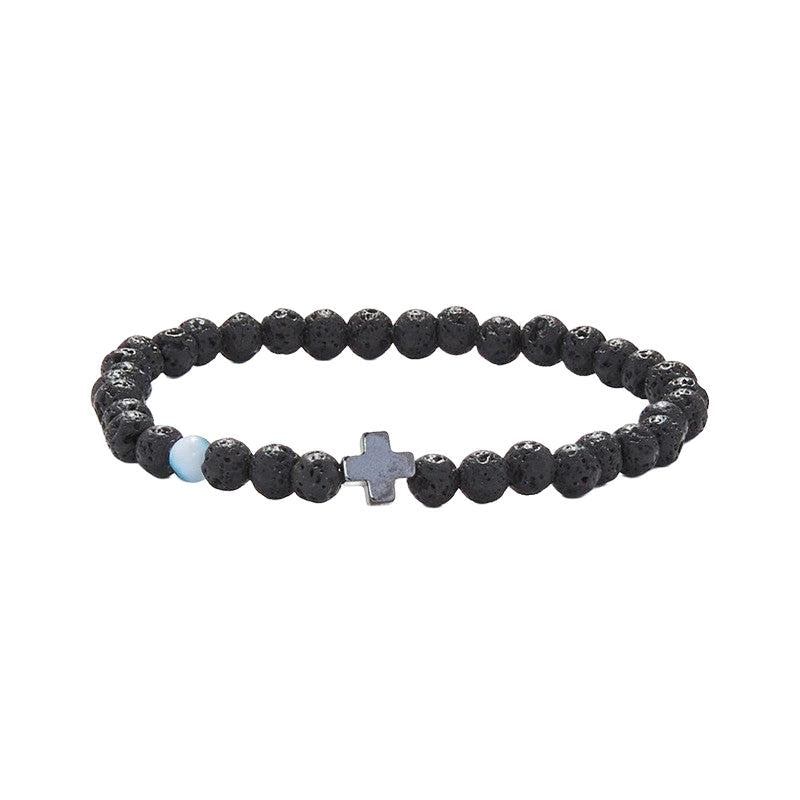 Chrysostomos Kids Handmade Bracelet with Black Lava & Hematite