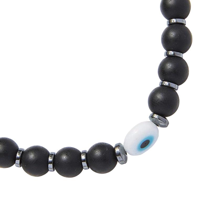 Chrysostomos Kids Handmade Bracelet with Onyx Stones & Flat Hematite