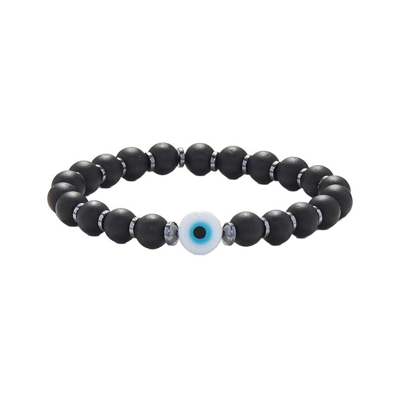Chrysostomos Kids Handmade Bracelet with Onyx Stones & Flat Hematite