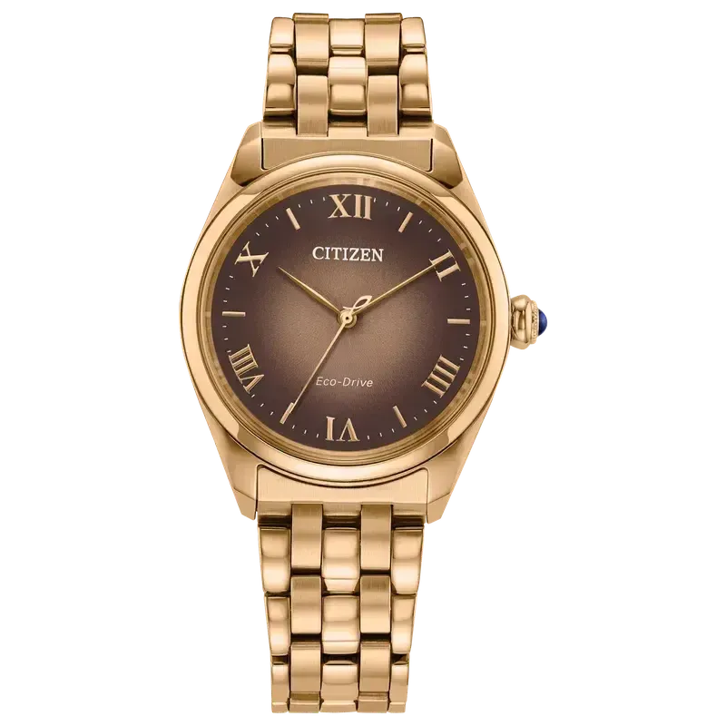 Citizen Classic Rose-Gold Tone Eco-Drive Women's Brown Dial Watch