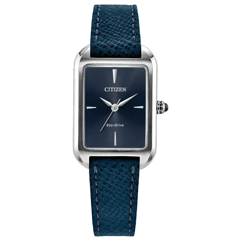 Citizen Eco-Drive Women's Classic Blue Dial Leather Strap Watch