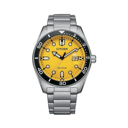 Citizen Eco-Drive Yellow Dial Date Watch