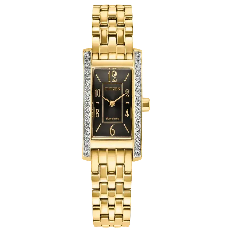 Citizen Gold-Tone Stainless Steel Women's Black Dial Watch
