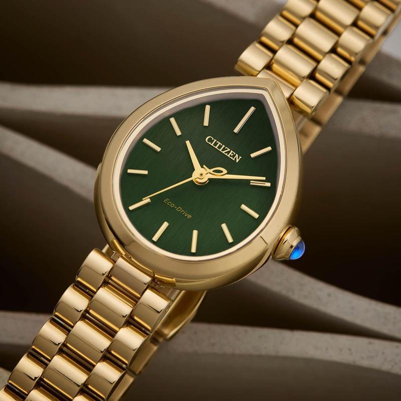 Citizen L Rainell Eco-Drive Watch Rose-Gold Stainless Steel Green Dial