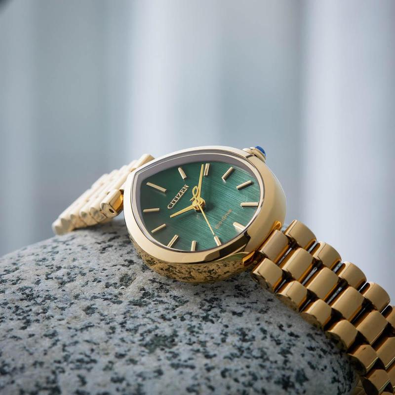 Citizen L Rainell Eco-Drive Watch Rose-Gold Stainless Steel Green Dial