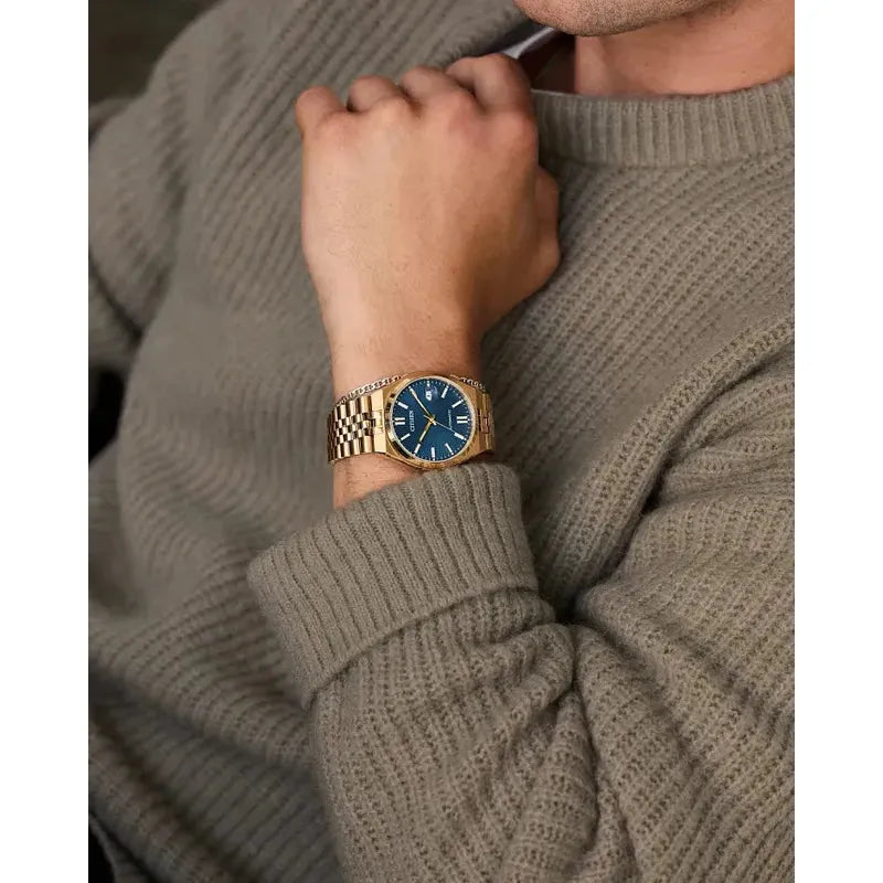 Citizen TSUYOSA 60 Automatic Rose Gold-Tone Blue Dial Stainless Steel Watch