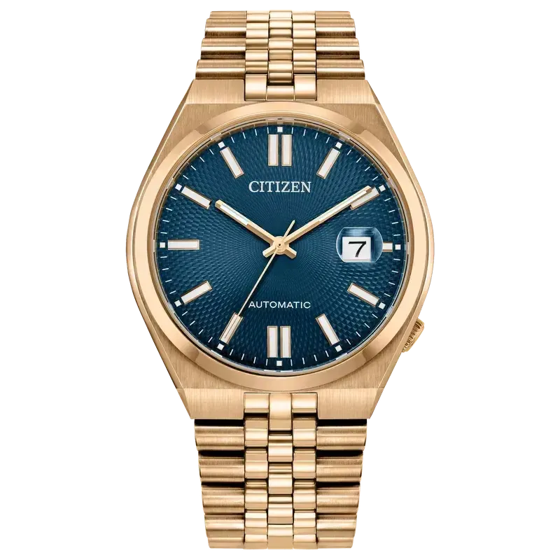Citizen TSUYOSA 60 Automatic Rose Gold-Tone Blue Dial Stainless Steel Watch