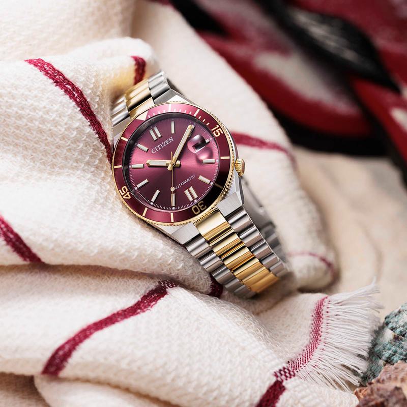 Citizen TSUYOSA Shore Automatic Two-Tone Maroon Watch