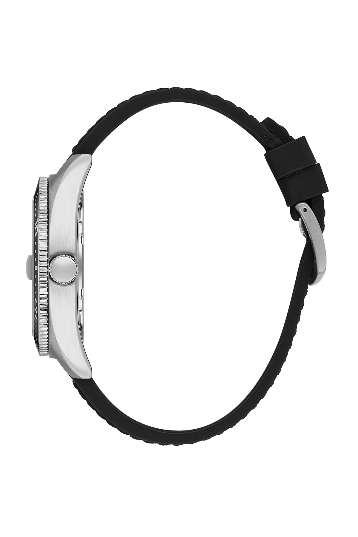 Daniel Klein Men’s Diver-Inspired Silver Dial Watch with Black Silicone Strap