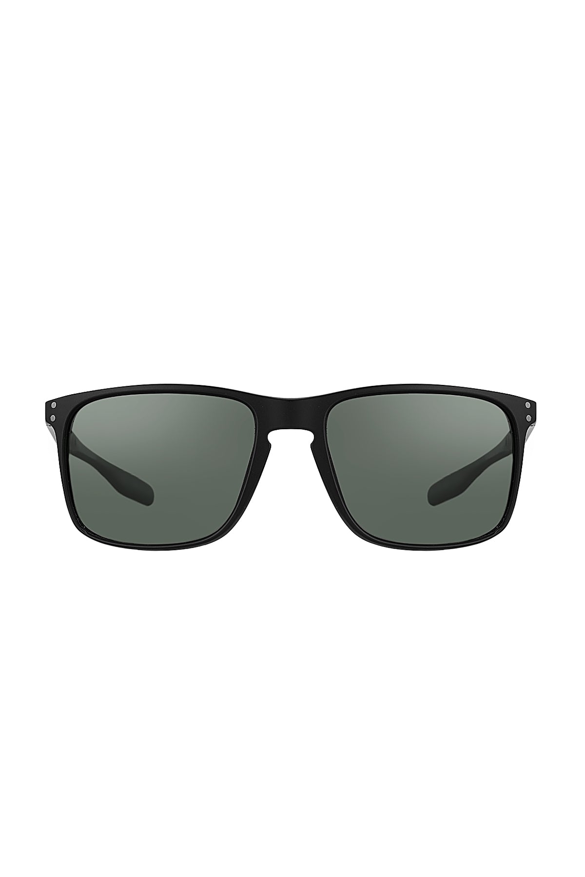 Daniel Klein Men's Matte Black Square Sunglasses – Green Lenses