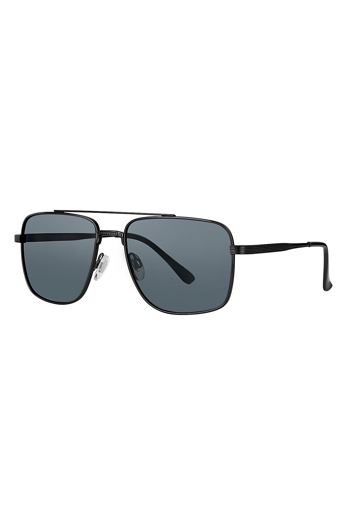 Daniel Klein Black Metal Square Aviator Sunglasses