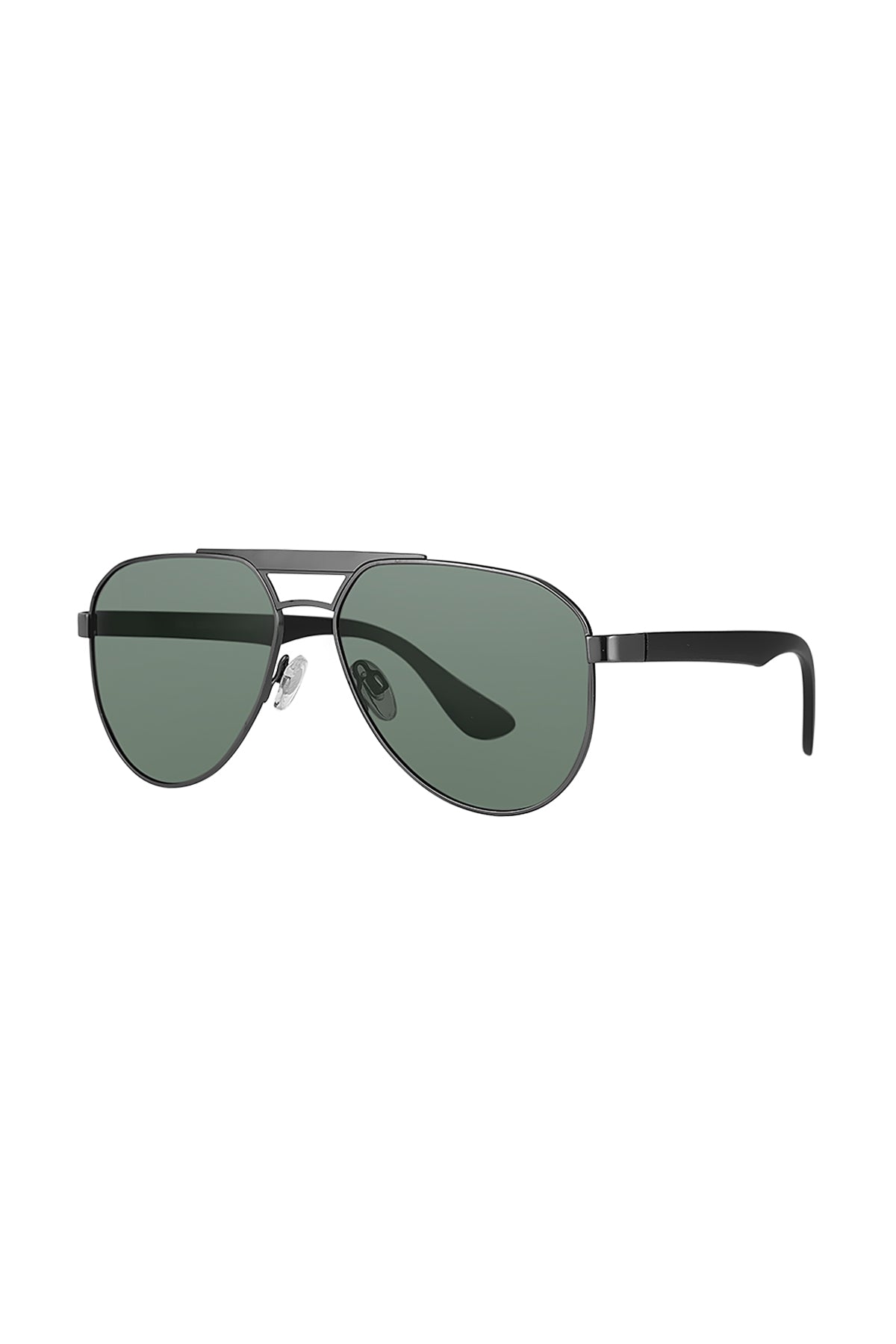 Daniel Klein Black Aviator Sunglasses with Green Lenses