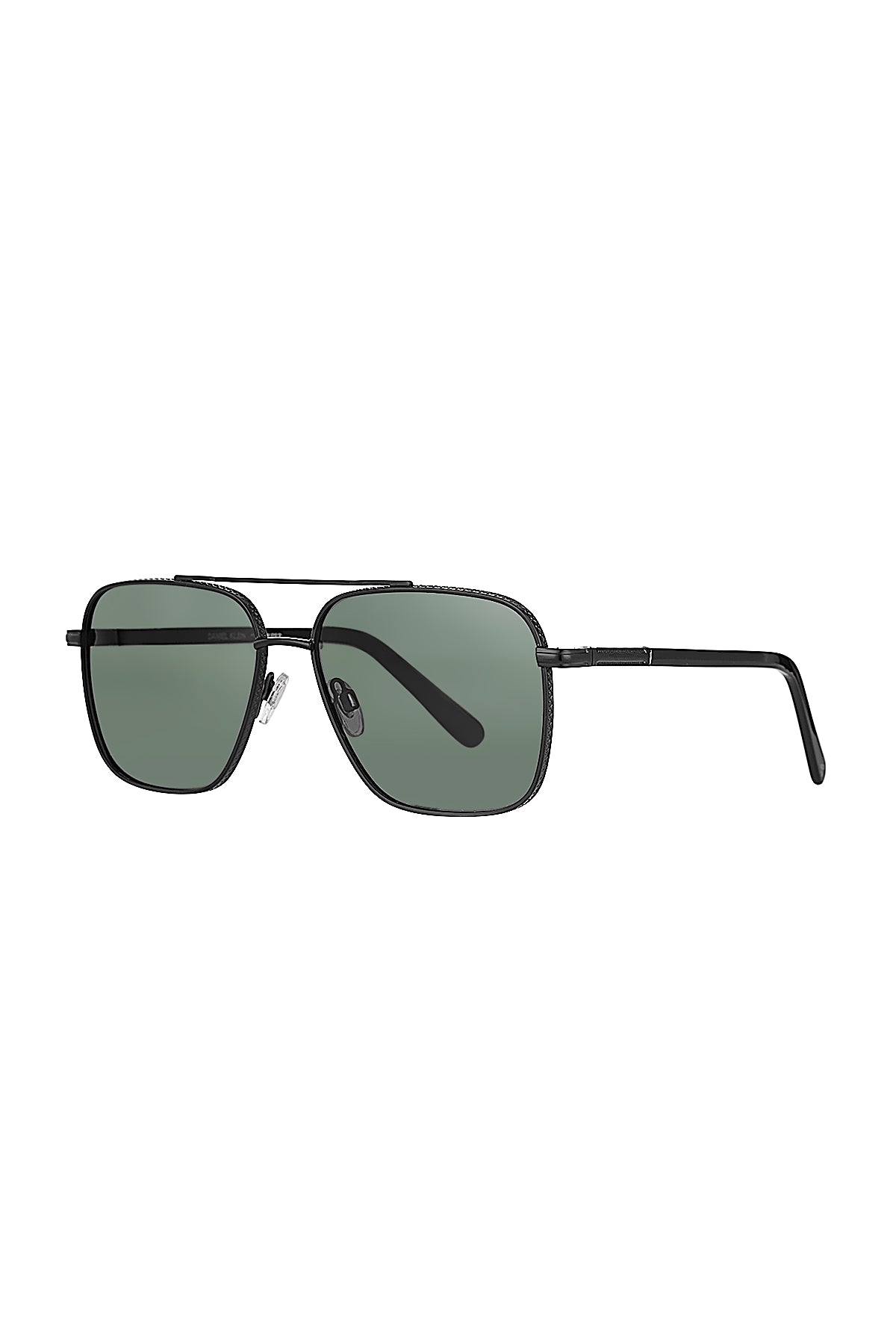 Daniel Klein Gunmetal Square Aviator Sunglasses with Green Lenses