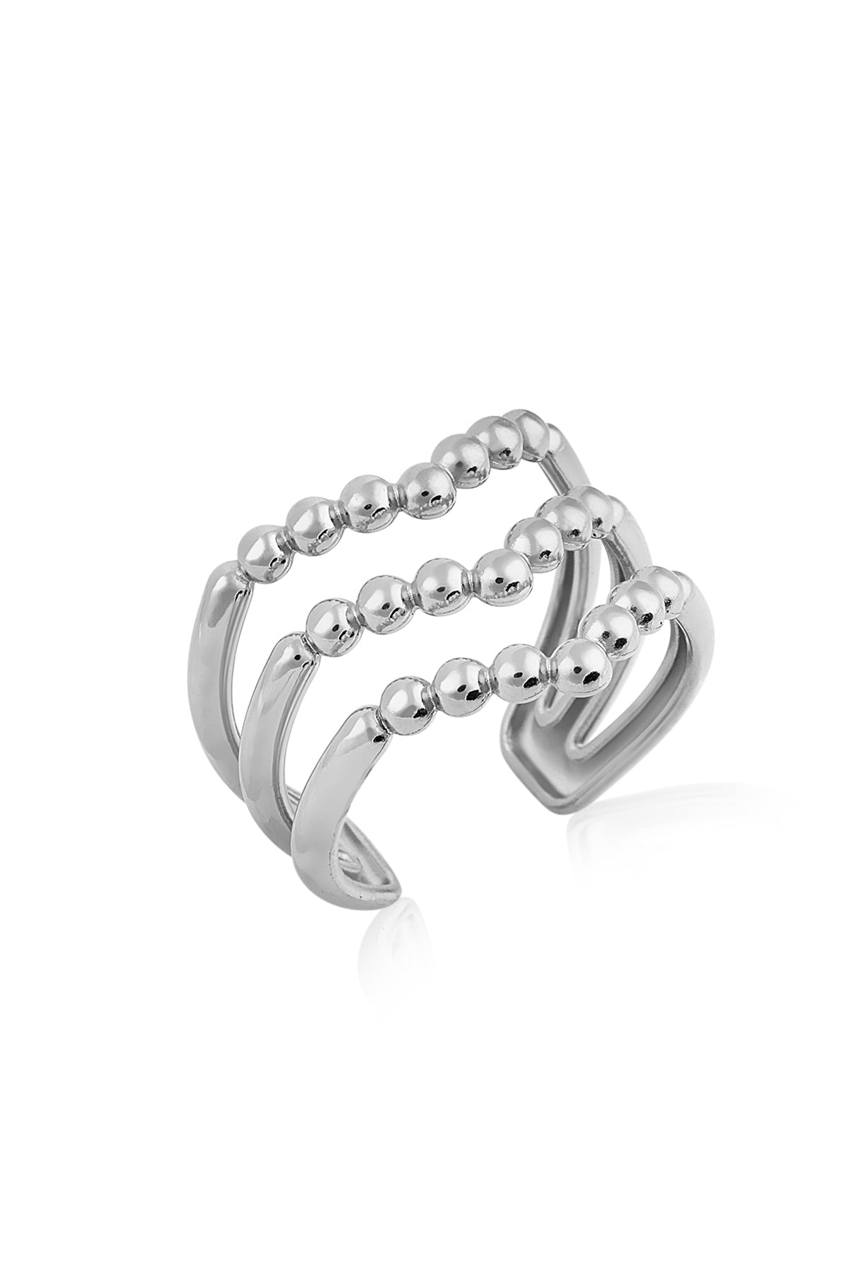 Daniel Klein Women's Silver Three Rows of Hearts Ring