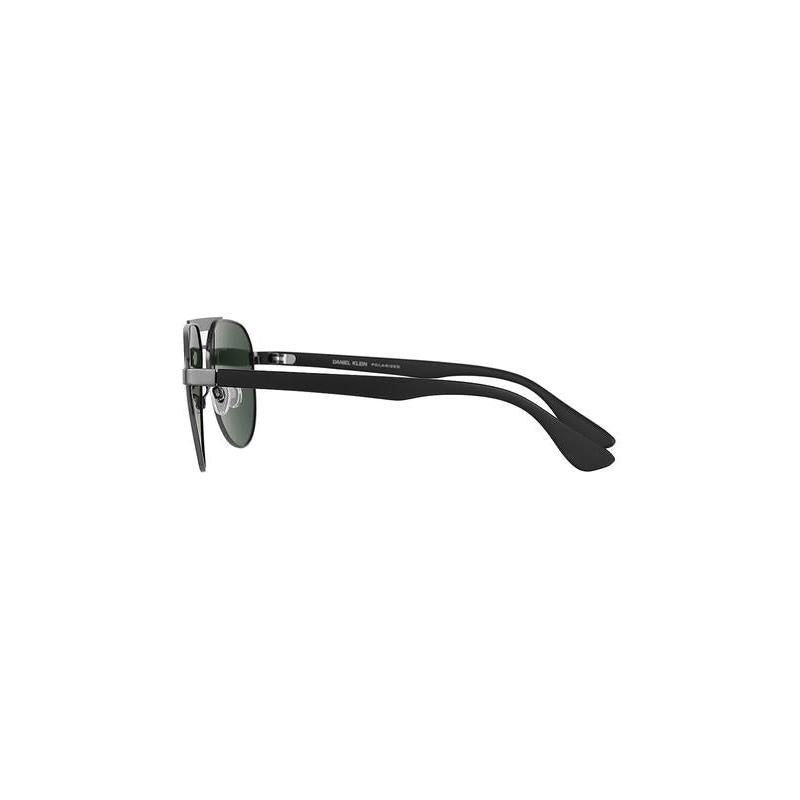 Daniel Klein Black Aviator Sunglasses with Green Lenses