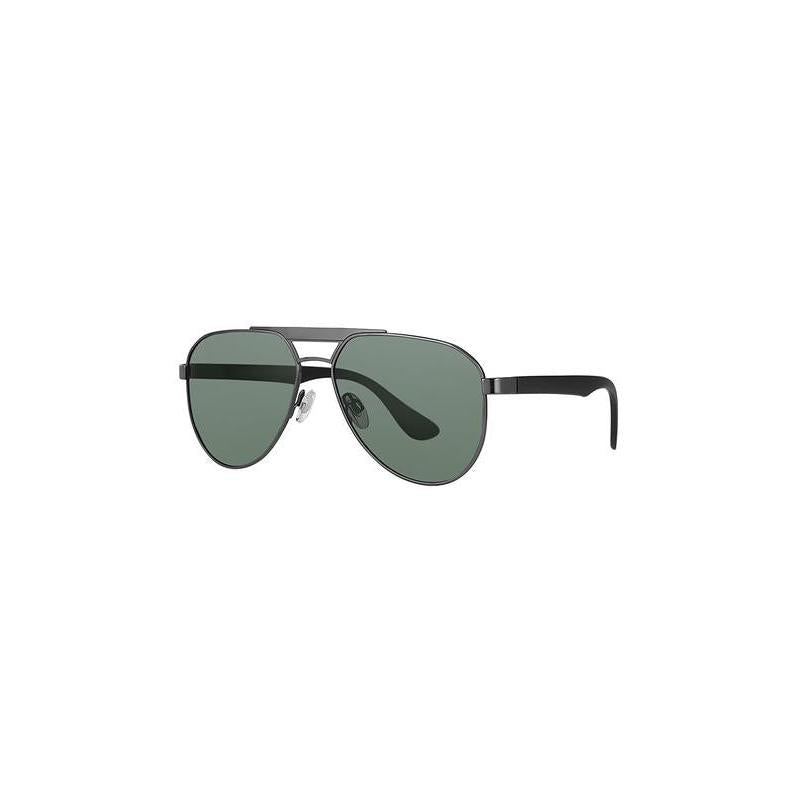 Daniel Klein Black Aviator Sunglasses with Green Lenses