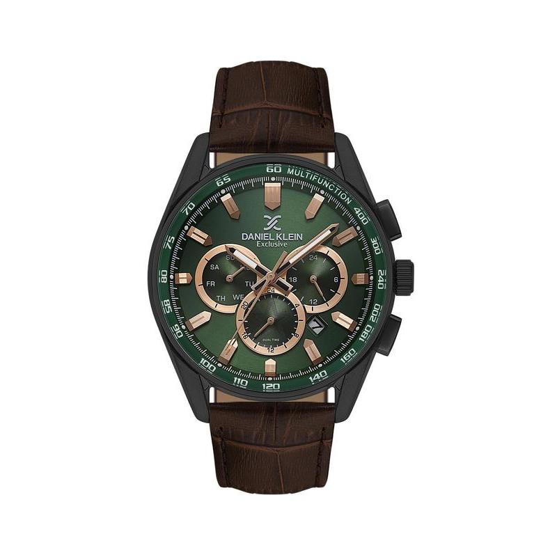 Daniel Klein Exclusive Men’s Multifunction Leather Strap Watch