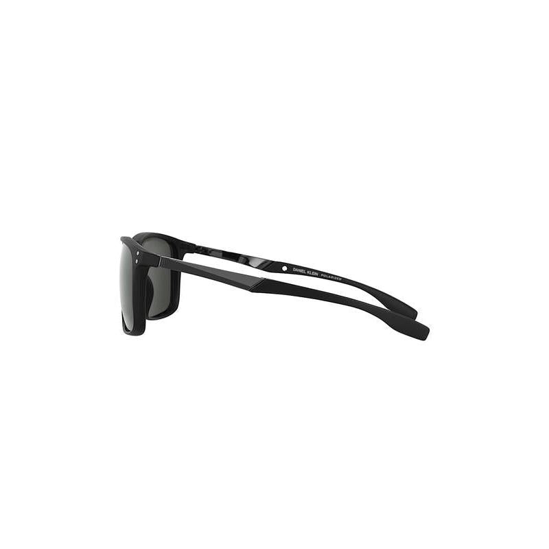 Daniel Klein Men's Matte Black Square Sunglasses – Green Lenses