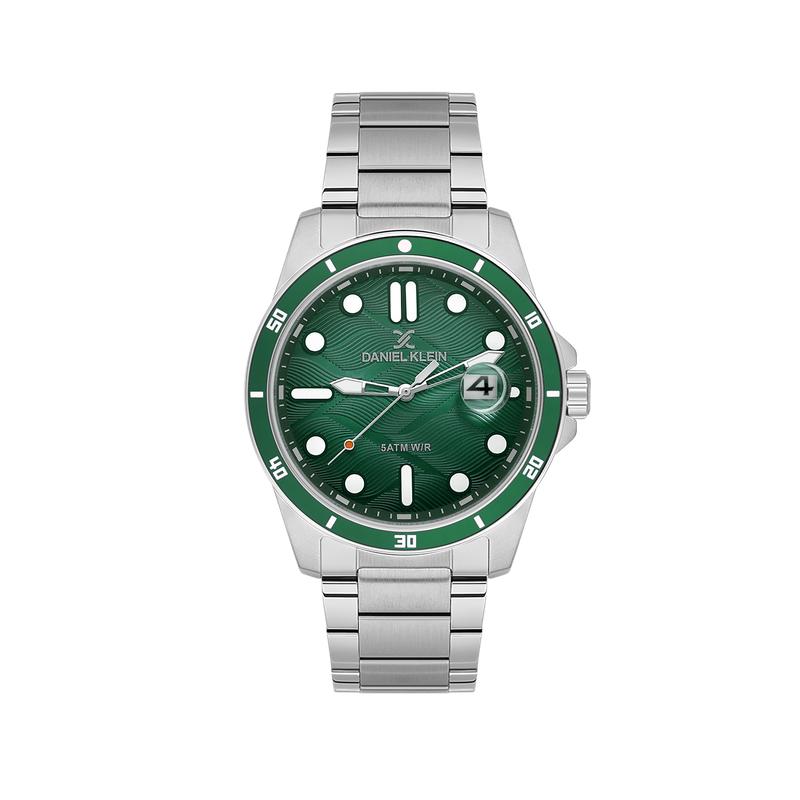 Daniel Klein Men’s Stainless Steel Sports Watch with Green Textured Dial