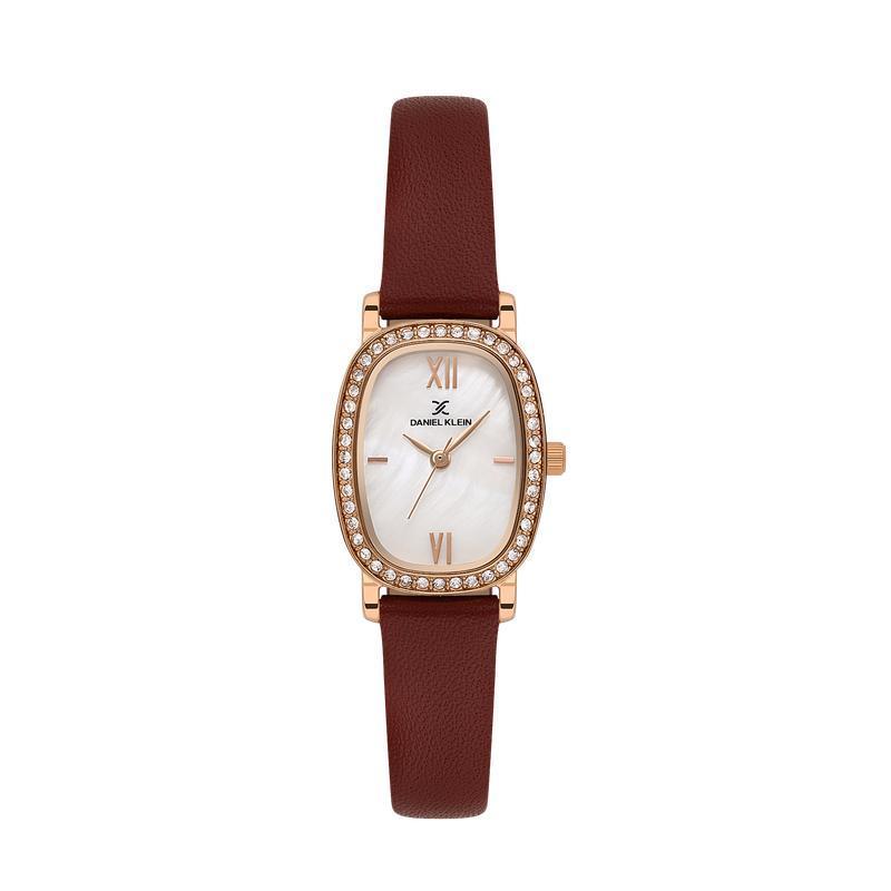 Daniel Klein Premium Rose Gold Tone Brown Leather Watch