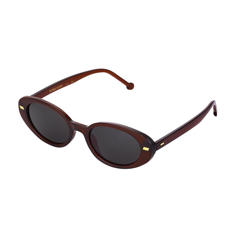 Daniel Klein Women’s Brown Oval Sunglasses with Dark Lenses