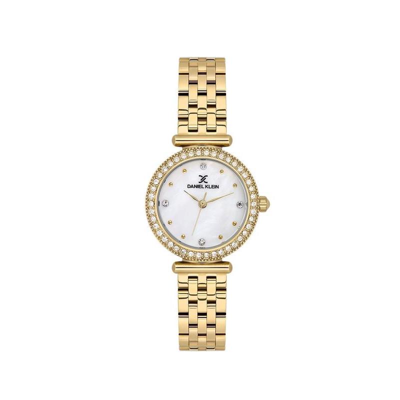 Daniel Klein Women’s Crystal-Set Gold-Tone Bracelet Watch