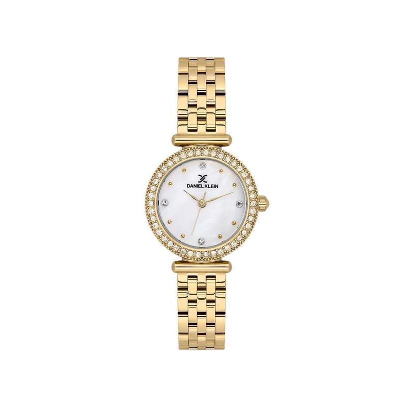 Daniel Klein Women’s Crystal-Set Gold-Tone Bracelet Watch
