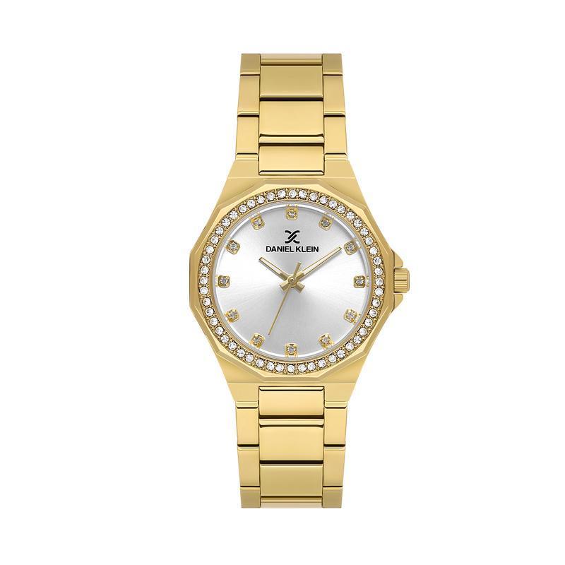 Daniel Klein Women’s Gold-Tone Crystal-Set Bracelet Watch