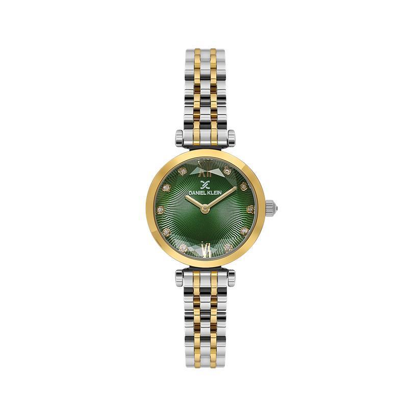 Daniel Klein Women’s Two-Tone Crystal Accent Watch with Green Sunray Dial