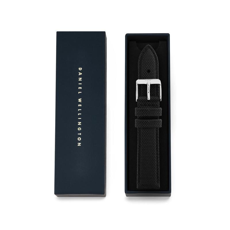Daniel Wellington Black Canvas Strap Silver 20mm Watch Strap