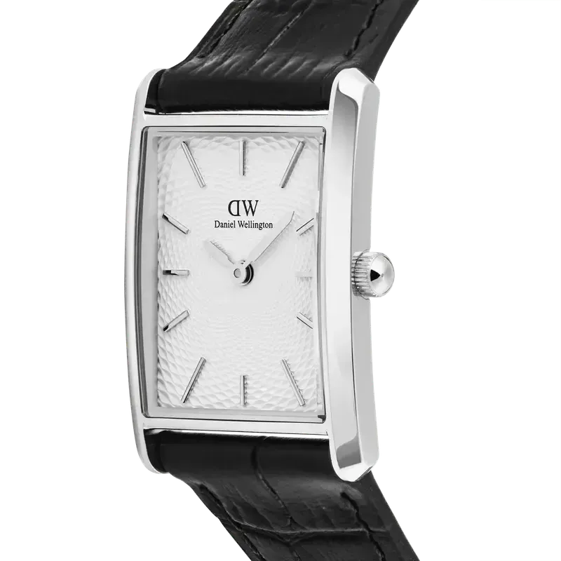 Daniel Wellington Bound Black Crocodile Guilloché Silver Watch
