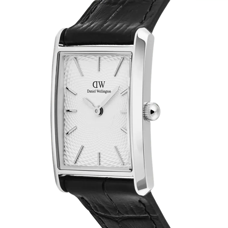 Daniel Wellington Bound Black Crocodile Guilloché Silver Watch