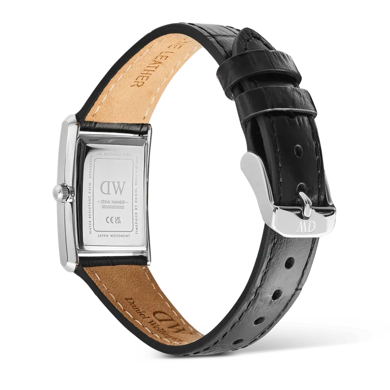 Daniel Wellington Bound Black Crocodile Guilloché Silver Watch