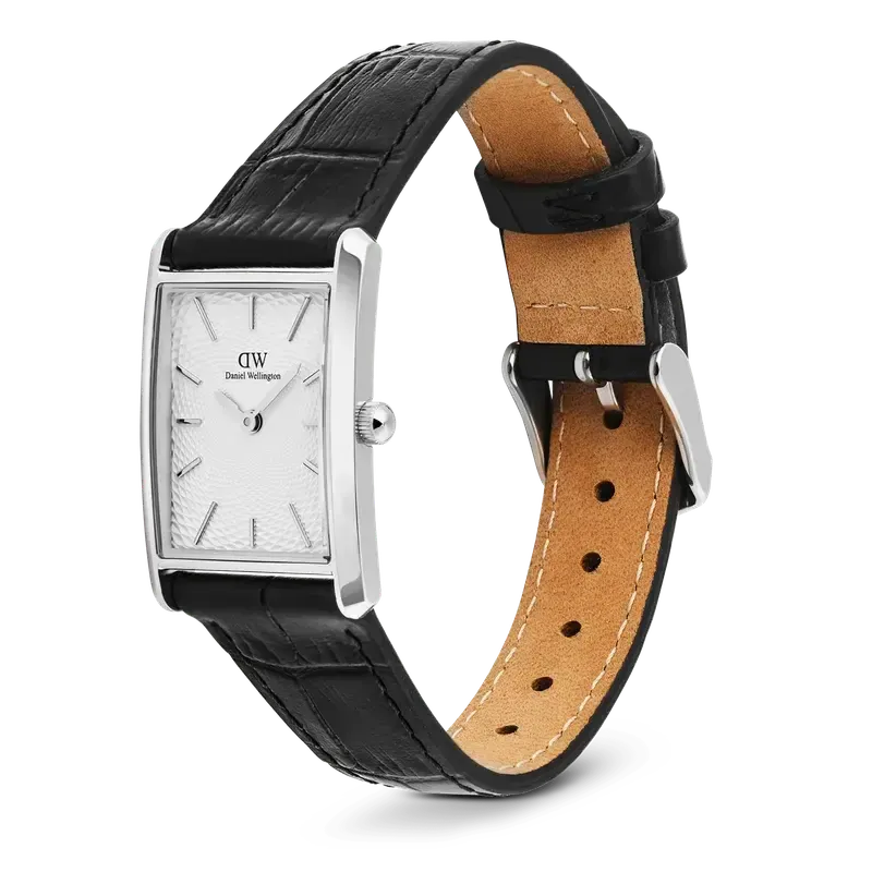 Daniel Wellington Bound Black Crocodile Guilloché Silver Watch