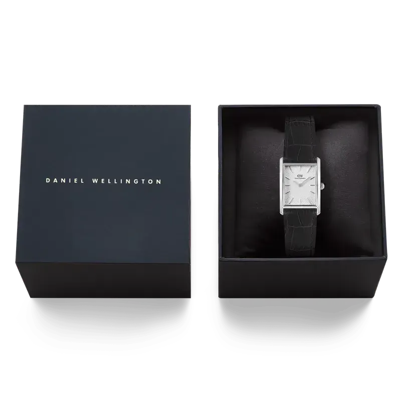 Daniel Wellington Bound Black Crocodile Guilloché Silver Watch