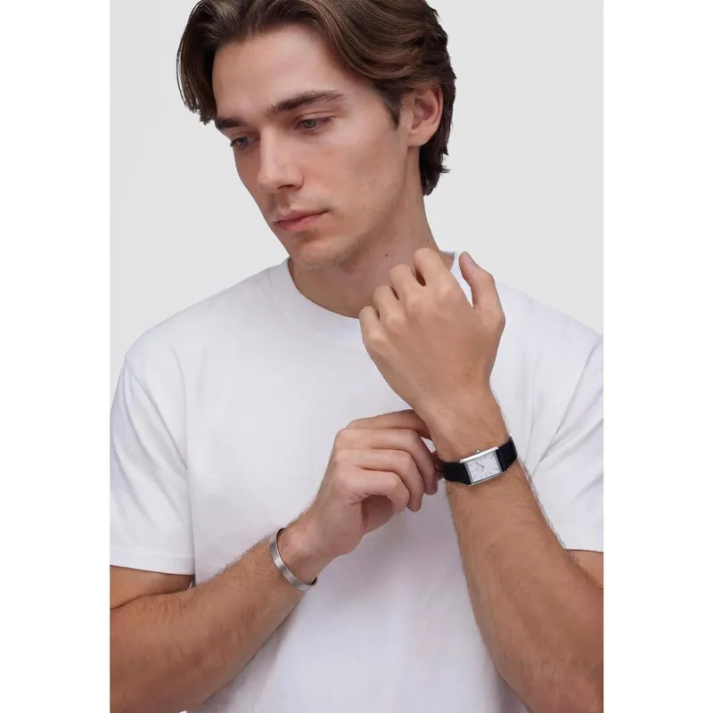 Daniel Wellington Bound Black Crocodile Guilloché Silver Watch