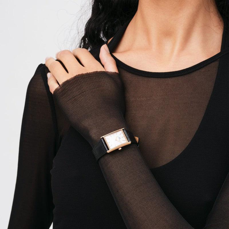 Daniel Wellington Bound Black Crocodile Rose Gold Watch 35x24mm
