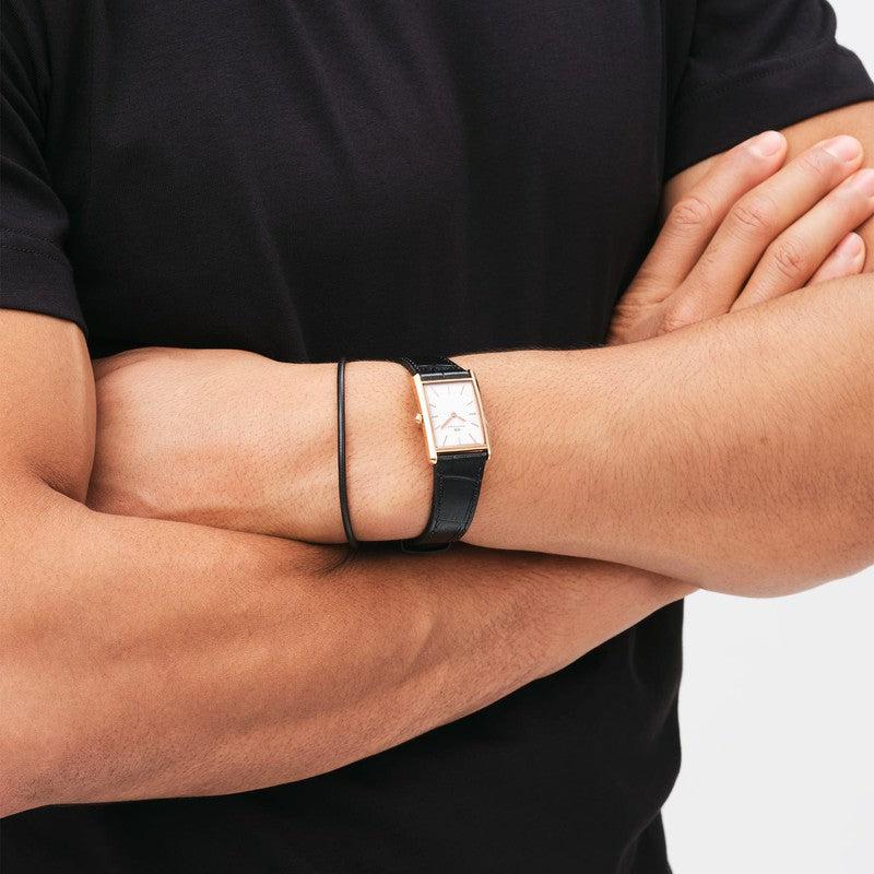 Daniel Wellington Bound Black Crocodile Rose Gold Watch 35x24mm