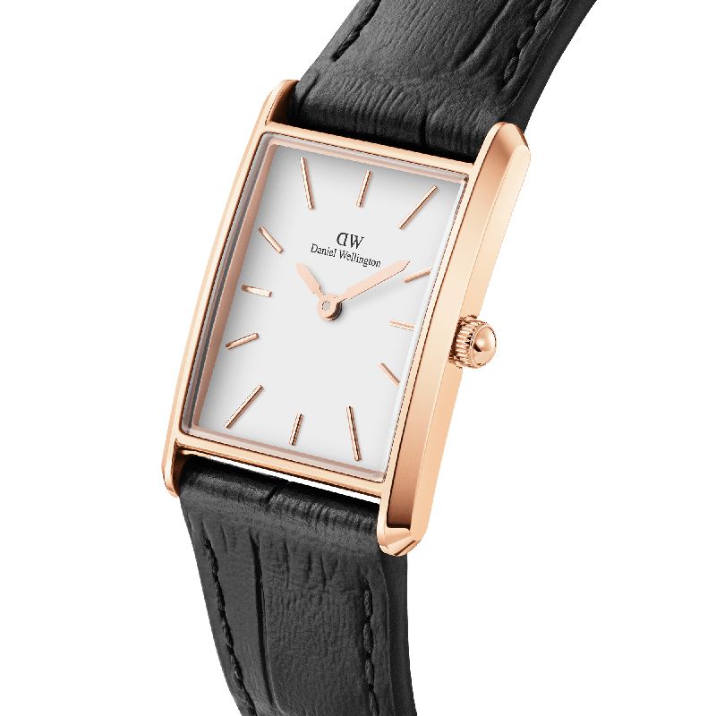 Daniel Wellington Bound Black Crocodile Rose Gold Watch 35x24mm
