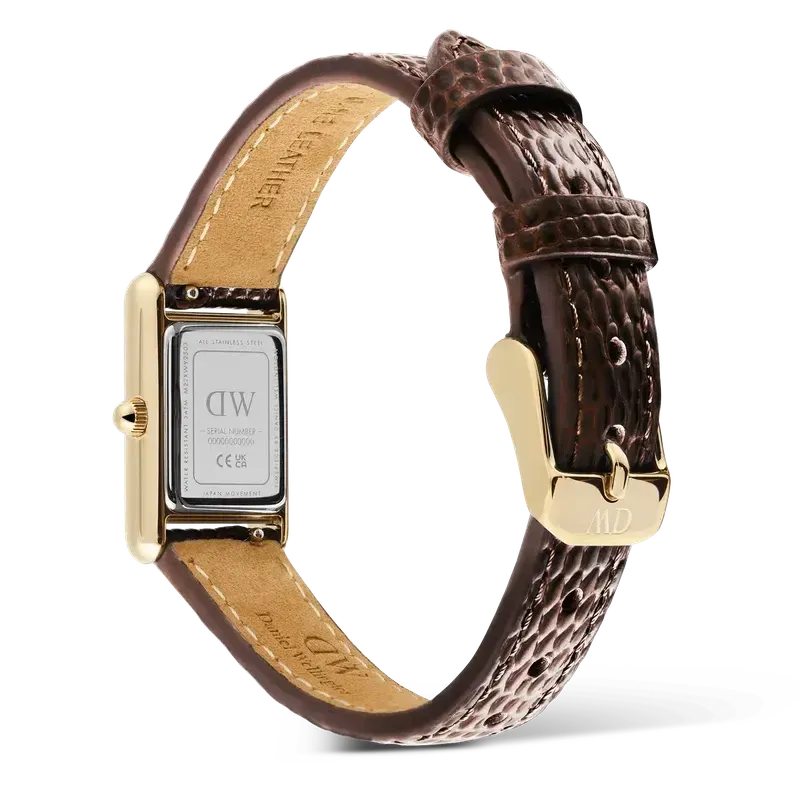 Daniel Wellington Bound Mini Dark Brown Lizard Gold Watch