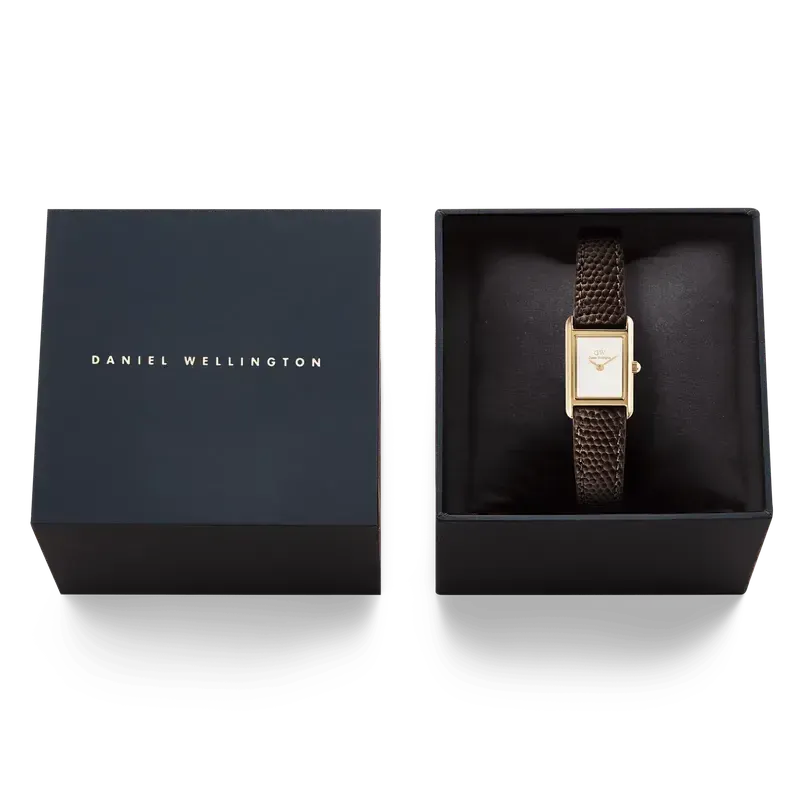 Daniel Wellington Bound Mini Dark Brown Lizard Gold Watch