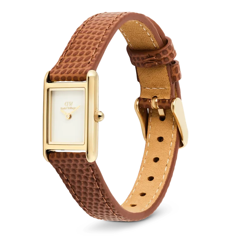 Daniel Wellington Bound Mini Light Brown Lizard Gold Watch