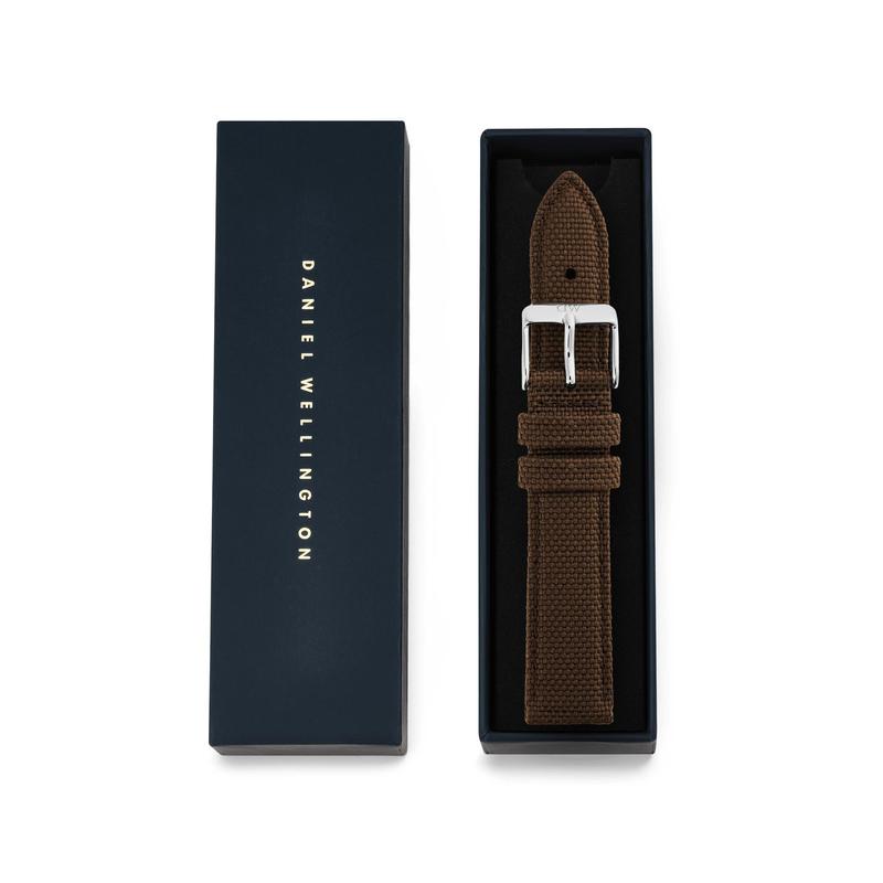Daniel Wellington Brown Canvas Strap Silver 18mm Watch Strap