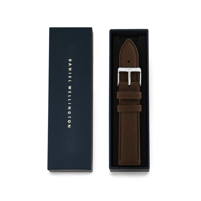 Daniel Wellington Brown Canvas Strap Silver 20mm Watch Strap