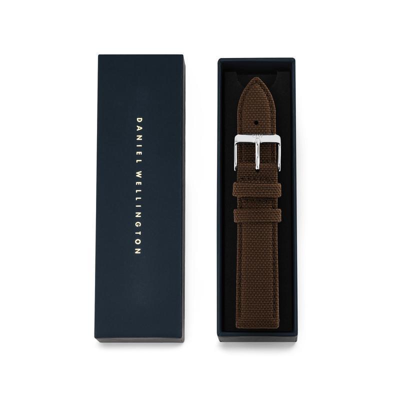Daniel Wellington Brown Canvas Strap Silver 20mm Watch Strap