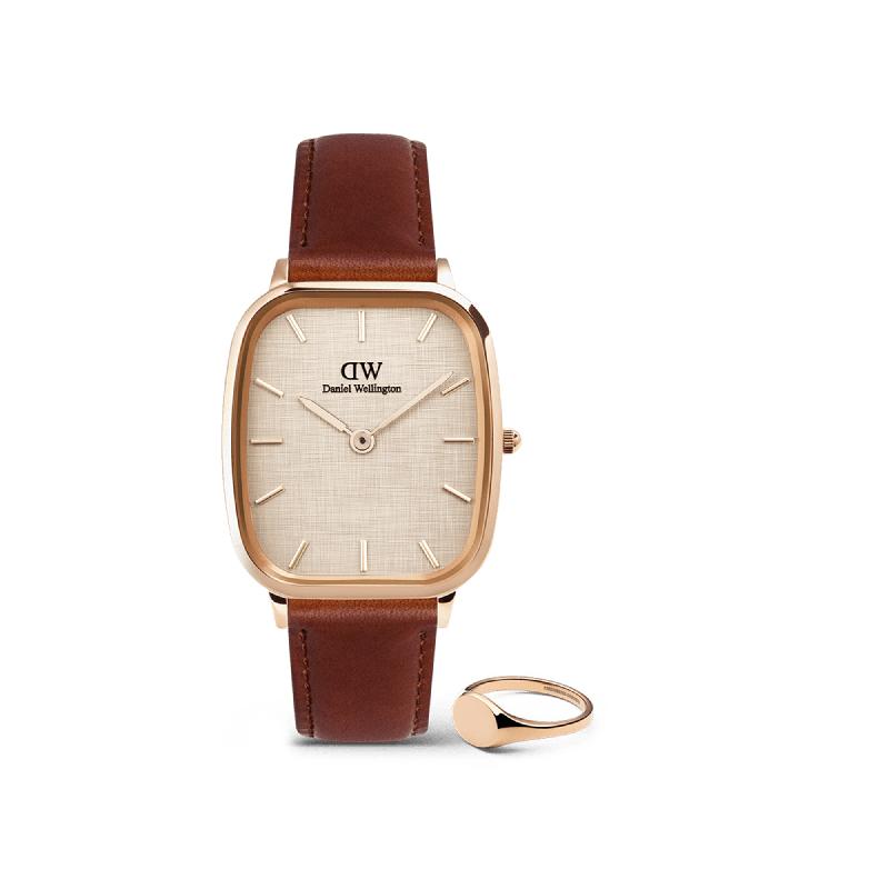 Daniel Wellington Bundle : Marlon & Classic Mini Signet Ring Rose Gold Set