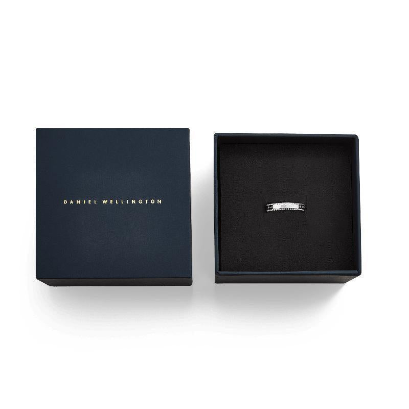 Daniel Wellington Classic Aura Duo Silver Ring with Double Sparkling Crystal Rows