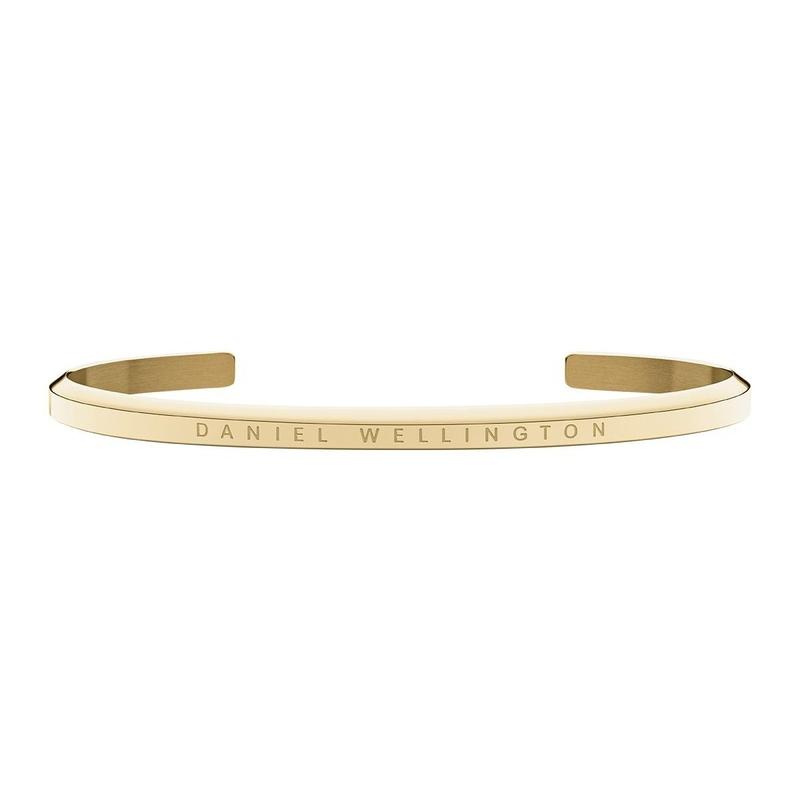 Minimalist Daniel Wellington Classic gold cuff bracelet in double-plated stainless steel, size 185mm.