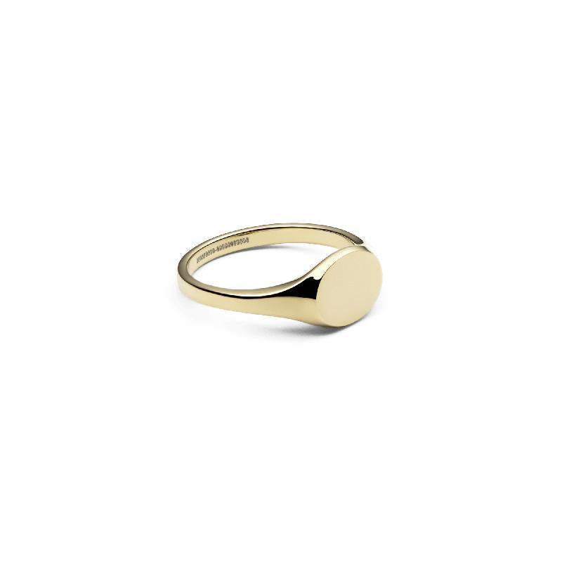Polished 14k gold Daniel Wellington mini signet ring with a sleek, minimalist flat surface design.