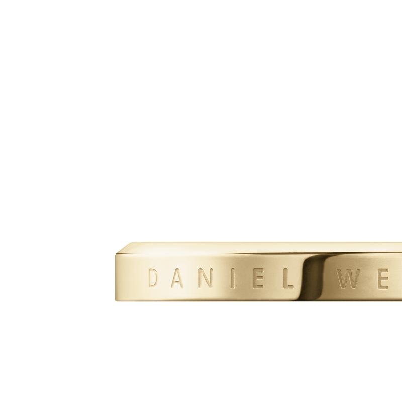 Elegant gold Daniel Wellington Classic Ring crafted from polished stainless steel with engraved logo detailing.